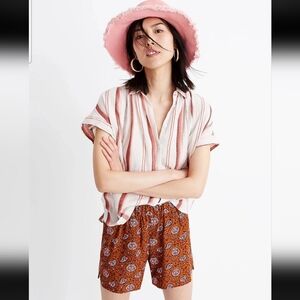Madewell Drapey Pull-On Shorts Warm Paisley Boho Festival Size S